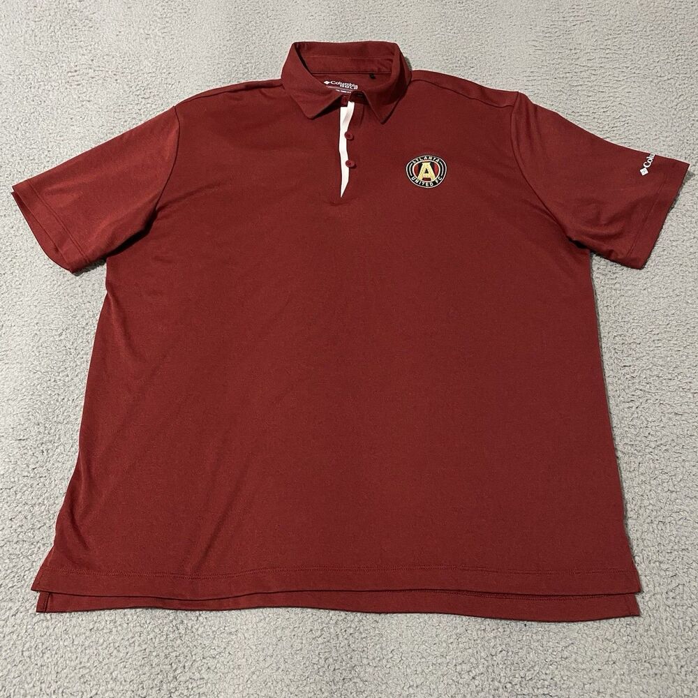 Atlanta United Polo Shirt Mens XL Red Columbia Golf ATL UTD Logo MLS Performance